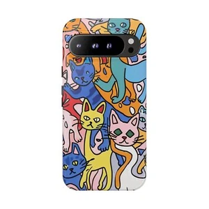 Phone Ink Cover Case for Google Pixel 9 8 7 6 Pro XL - Trippy Cats Painting - Picture 1 of 55