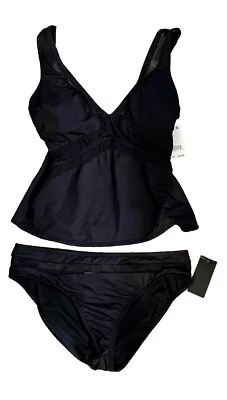 Nuevo con etiquetas Traje de baño Kenneth Cole Tankini 2 piezas negro M Foto 1 de 4