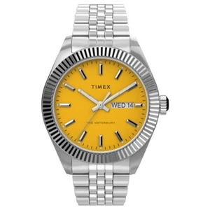 Timex Waterbury Legacy Stainless Steel 41mm Silver Yellow Watch TW2V18000 - Picture 1 of 5