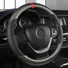 Car 15? Carbon Fiber Black Leather Steering Wheel Cover Non-Slip Car Accessory