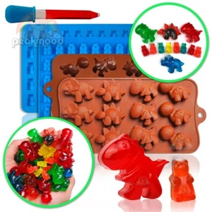 2 Pack Peakmood Gummy Bear Molds  & Dino Candy Molds for Chocolate & Gummies - Picture 1 of 9