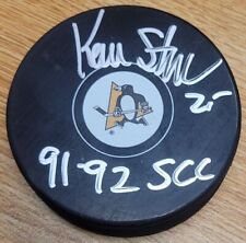 Autographed KEVIN STEVENS "91-2 SCC" Pittsburgh Penguins Hockey Puck Show Ticket
