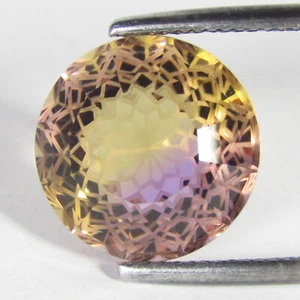 Elegante Piedra Preciosa Corte Personalizado Redonda 10.48Cts 100% Natural Ametrino 14mm Ref-Video - Imagen 1 de 4