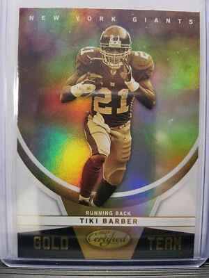 Tiki Barber 2019 Certified Football Gold Team Insert New York Giants - Image 1 of 2