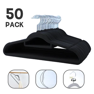 Black, velvet hanger, 50 piece set, non slip, felt hanger, brand new - Picture 1 of 6