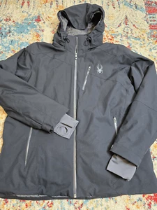 Spyder Enforcer Ski Jacket Triple Black 3M Thinsulate Size XXL Full Zip Hooded - Picture 1 of 9