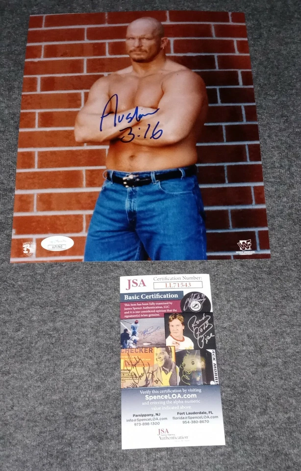 Stone Cold Steve Austin Signed 8x10 Jsa Wwe - Image 1 of 1
