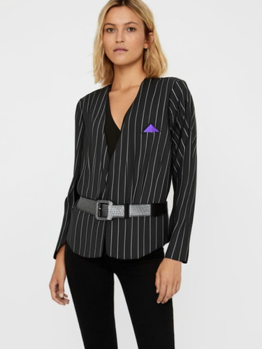 CELINE Cintura blazer anni 90 spilla righe scollo a V tasca quadrata manica lunga nera taglia media