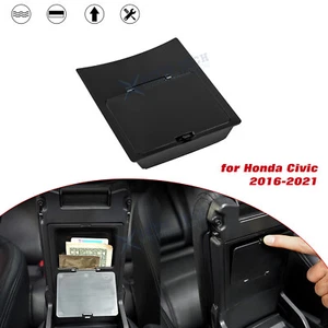 Black Armrest Box Hidden Organizer Insert Case For Honda Civic 10th Gen 16-2021 - Foto 1 di 10