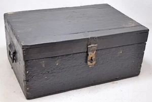 Caja de pecho antigua de madera para grandes comerciantes original antigua hecha a mano - Imagen 1 de 10