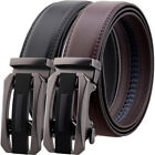 Luxury Men's Cowskin Leather Belt Automatic Buckle Belt Ratchet Strap Gift Jeans