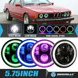 4x 5.75" 5-3/4" LED Headlights RGB Angel Eyes HI-LO Beam for 1969-1988 BMW BASE - Picture 1 of 12