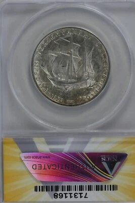 1921  .50   ANACS   MS 64  PILGRIM  Classic Silver Commemorative  - Image 1 of 2
