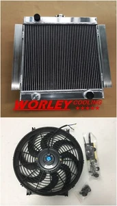 3 core aluminum radiator + fan for Ford Escort Mk1 Mk2 RS2000 1968-1980 Manual - Afbeelding 1 van 13