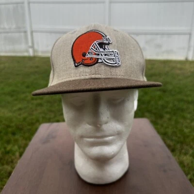 Boné masculino New Era Cleveland Browns 7 1/8 bege marrom ajustado futebol americano NFL Ohio - Imagem 1 de 4