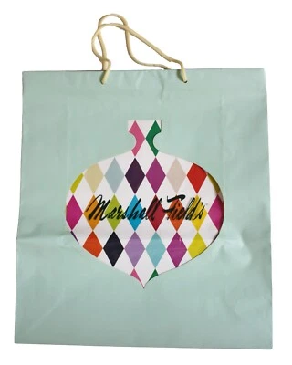 Marshall Field's Shopping Gift Bag Christmas Holiday Harlequin Ornament Pattern - Image 1 of 4