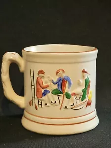 An Antique 19thC Prattware Staffordshire Surprise Mug with a Frog - Picture 1 of 7