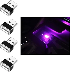 4 PCS USB LED Car Interior Atmosphere Lamp, Portable Mini LED Night Light, Plug- - Picture 1 of 6