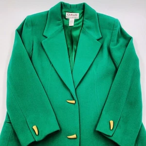 Vtg Womens Sz 10 Chaus Wool & Cashmere Blazer Jacket Emerald Green St Patrick’s - Picture 1 of 13