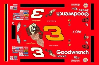 #3 Dale Earnhardt sr TAZ 2000 1/24th Scale Waterslide Decals - Image 1 of 2