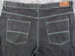 Risk Jeans Co Jeans Mens 44x32 Black Denim Straight Leg Contrast Stitch 2000s - Foto 1 di 10