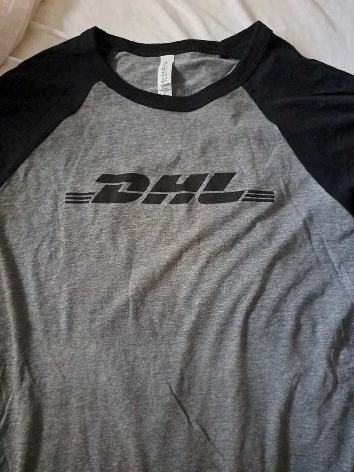 Camicia uomo Ragland marca Dhl grande lotto di 3 logistica mai indossata tessuto Triblend - Immagine 1 di 4
