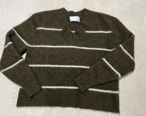 Suéter Wilfred Free Wolter Merino Mezcla Alpaca Rayas Tejido Oliva Talla 2XS - Imagen 1 de 8