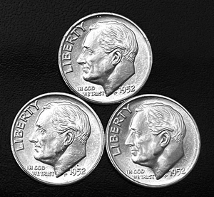 1952 P-D-S 10c SILVER Roosevelt Dime 3-Mint Year Set.   CH GEM BU     (R171) - Picture 1 of 2