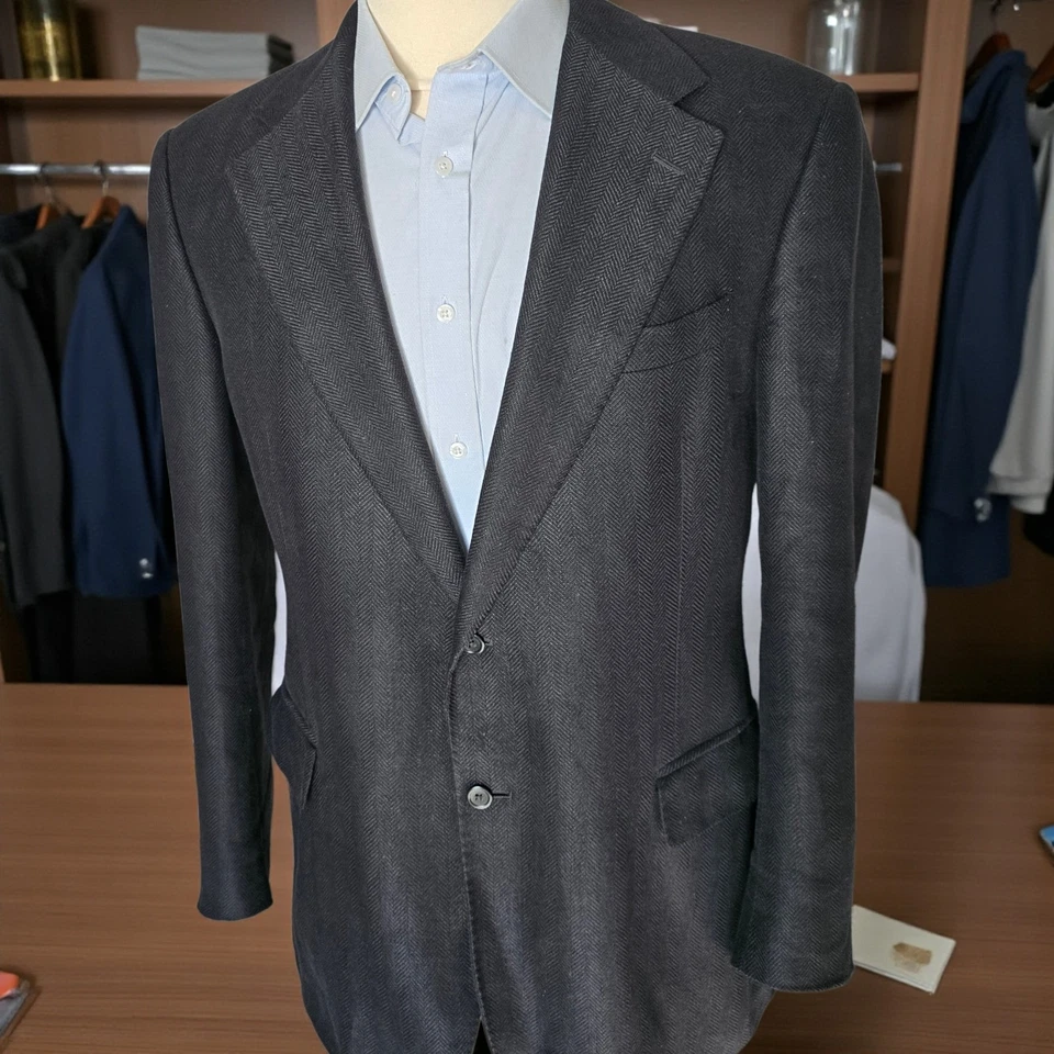 Blazer De Colección Polo Ralph Lauren 44r Espiga Seda Lino Hecho en Italia Lienzo Foto 1 de 4