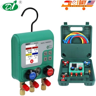 Digital Refrigerant Manifold Gauge Hose Kit HVAC Vacuum Temp. Pressure Tester US - Image 1 of 4