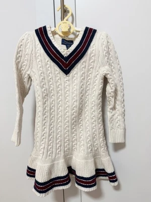 Polo Ralph Lauren Girls Sweater White Cricket Sweater Dress Sz 4 - Image 1 of 3