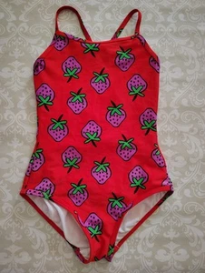 Hanna Andersson 120 6-7 Girl Red Pink One Piece Strawberry Swim Suit - Picture 1 of 4