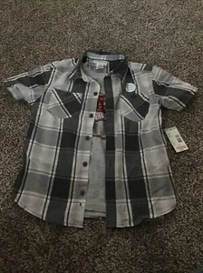 Boys Medium (5/6) toughskins Gray Multicolor 2pc Button Down Shirt With Tshirt  - Picture 1 of 3