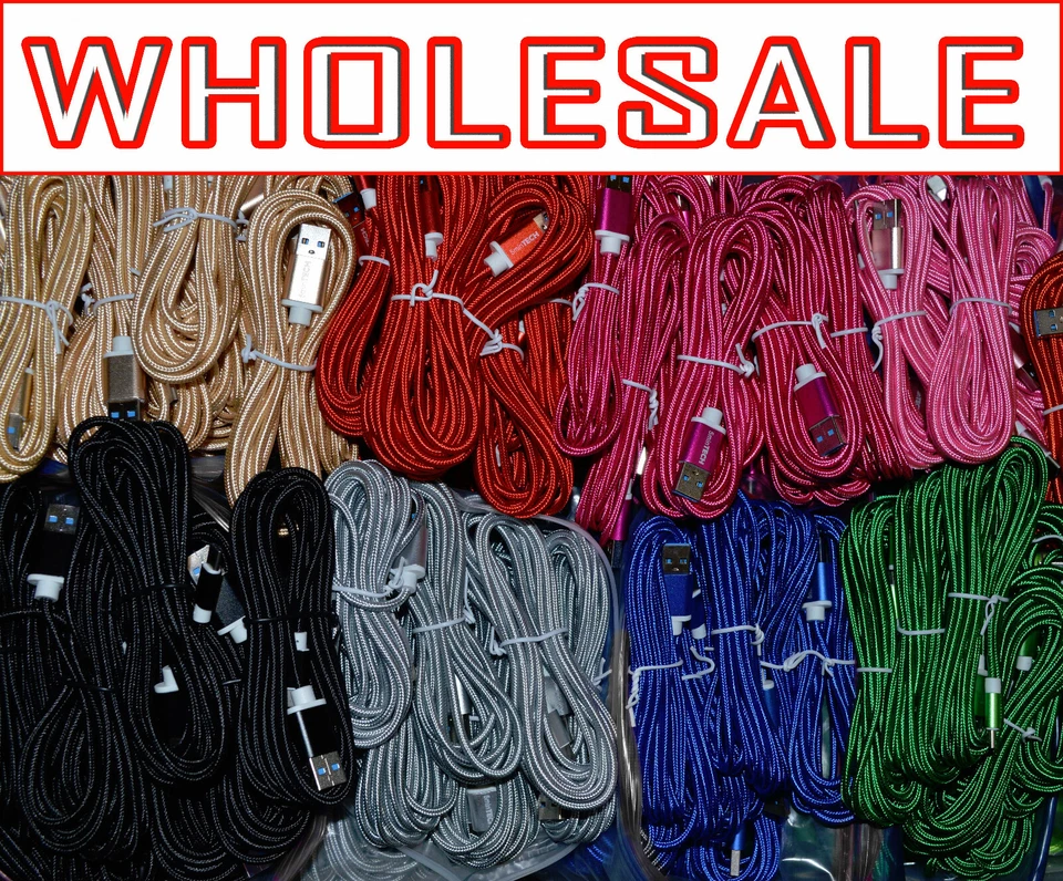 LOT of 100 - Type C Cable usb data sync cable cord 1",3", 6",10" for Cellphones - Image 1 of 4