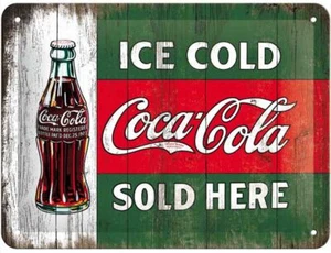 A5 Retro Tin Metal Embossed Sign COCA-COLA 15x20cm Vintage Green Coke Licensed - Bild 1 von 5