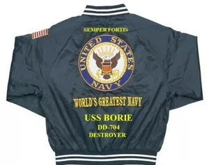 USS BORIE DD-704 DESTROYER BESTICKTE SATINJACKE (NUR HINTEN) - Bild 1 von 12