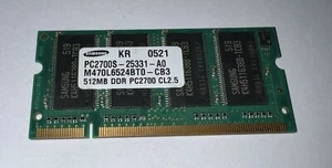 Samsung SDRAM 512MB DDR-333 PC2700S-555 SODIMM  M470L6524BT0 - inkl VAT - Picture 1 of 1
