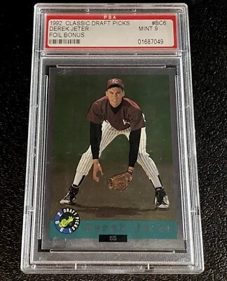Tarjeta de novato Derek Jeter PSA 9 1992 Classic Draft Picks Foil Bonus BC6 como nueva HOF Foto 1 de 4