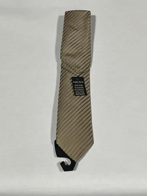 Corbata a Rayas Para Hombre Angelo Rossi Beige Marrón Hecha a Mano NUEVA Foto 1 de 3