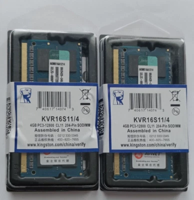 8 GB (2 x 4 GB) DDR3 1600 MHz MEMORIE RAM KINGSTON - SODIMM LAPTOP PC PORTATILE - Immagine 1 di 4