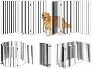 Metal Freestanding Dog Gates with Door,Indoor&Outdoor Pet Fences for Puppy,Extra - Picture 1 of 6