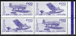 Chile 2013 Bloque B Michel # 2472 - 2473 2 pares de aviones con historia - Imagen 1 de 1