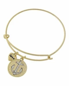 Anchor Bracelet Charm Bangle Heart Love Two Tone GOLD SILVER Jewelry Beach - Picture 1 of 1