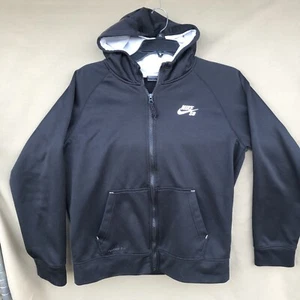 Nike Sweater Youth Black Large 12 13 Hoodie Double Pocket Full Zip long Sleeve - Picture 1 of 13