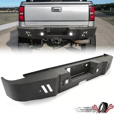 Black Steel Rear Bumper for 2015-2019 Chevy Silverado 2500/3500 with LED lights - Image 1 of 4