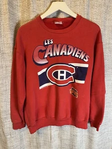 Vintage Montreal Canadiens Sweatshirt Prince Of Wales Crewneck Red NHL 1990 - Picture 1 of 21