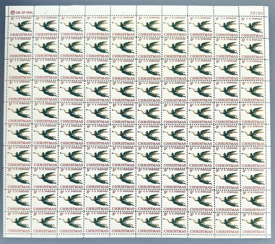 SoCo Stamps US Scott #1276 Christmas Angel with Trumpet Full Sheet 5¢ MNH - Image 1 of 1