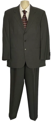 Geoffrey Beene Men's 3 Button Suit 42R Gray Stripe 92% Wool Pants 34 x 30.75 EUC - Image 1 of 4