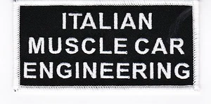 ITALIAN MUSCLE CAR ENGINEERING SEW/IRON PATCH EMBROIDERED MASERATI ALFA ROMERO - Picture 1 of 1