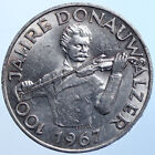 1967 AUSTRIA Blue Danube Waltz Violin VINTAGE Silver 50 Shilling Coin i114705